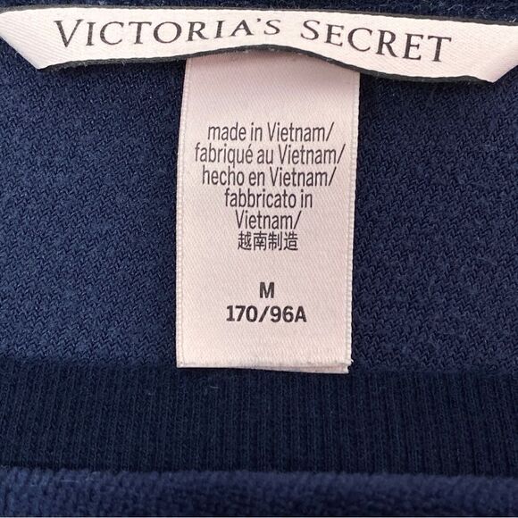 Victoria’s Secret Velour Crossover Split Back Pullover Sweatshirt Blue Medium - Picture 9 of 13